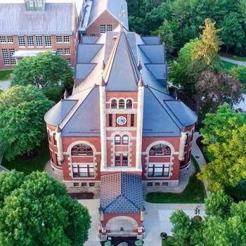 aerial view of t-hall